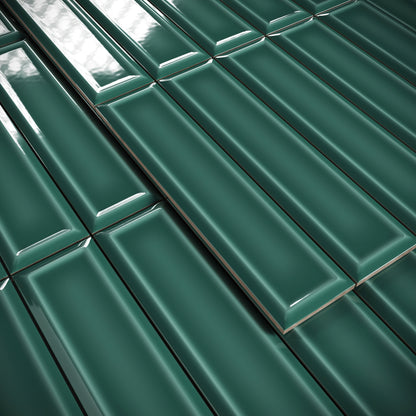 Metro Rich Emerald Glazed Porcelain Bevelled Wall Tile