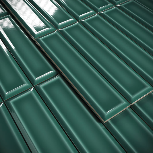Metro Rich Emerald Glazed Porcelain Bevelled Wall Tile