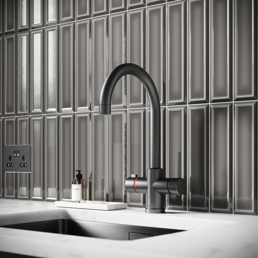 Metro Stirling Grey Glazed Porcelain Bevelled Wall Tile