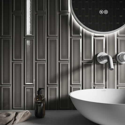 Metro Stirling Grey Glazed Porcelain Bevelled Wall Tile