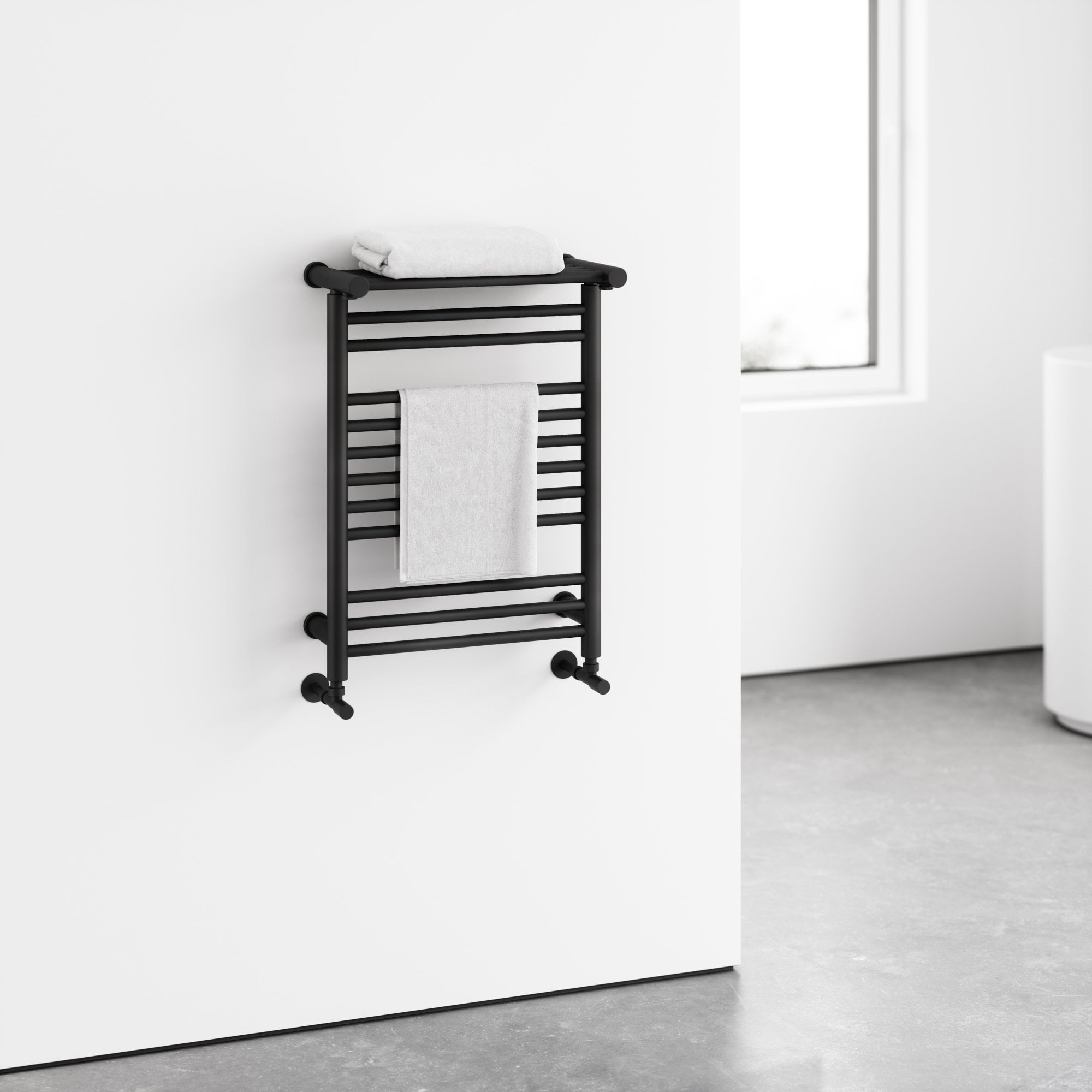 Design Towel Radiator Miro Matte Black Designer Heated Towel Radiator - LUSSO