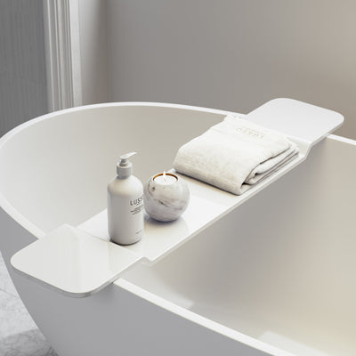 Modern Polished White Stone Bath Caddy