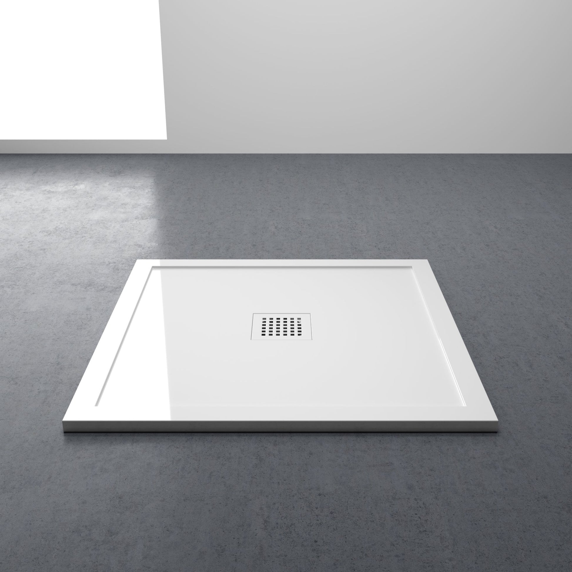 Modern Stone Low Profile Shower Tray & Waste Polished White (All Sizes)