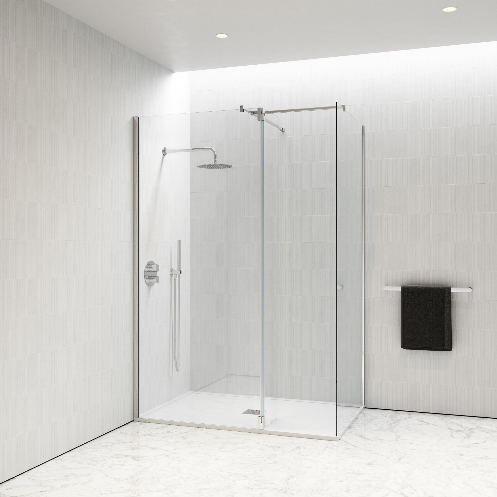 Modular Chrome Glass Deflector Panel 300mm