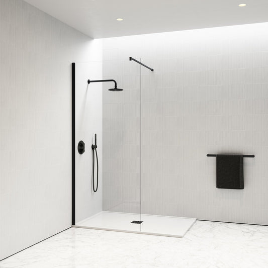 Modular Complete Walk In Shower Enclosure Matte Black - KIT A (ALL SIZES)