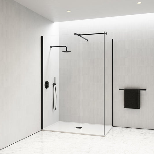 Modular Complete Walk In Shower Enclosure Matte Black - KIT B (ALL SIZES)