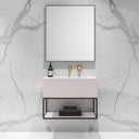 Modus Powder Pink Vanity Unit with Black Frame and Stone Basin 750mm