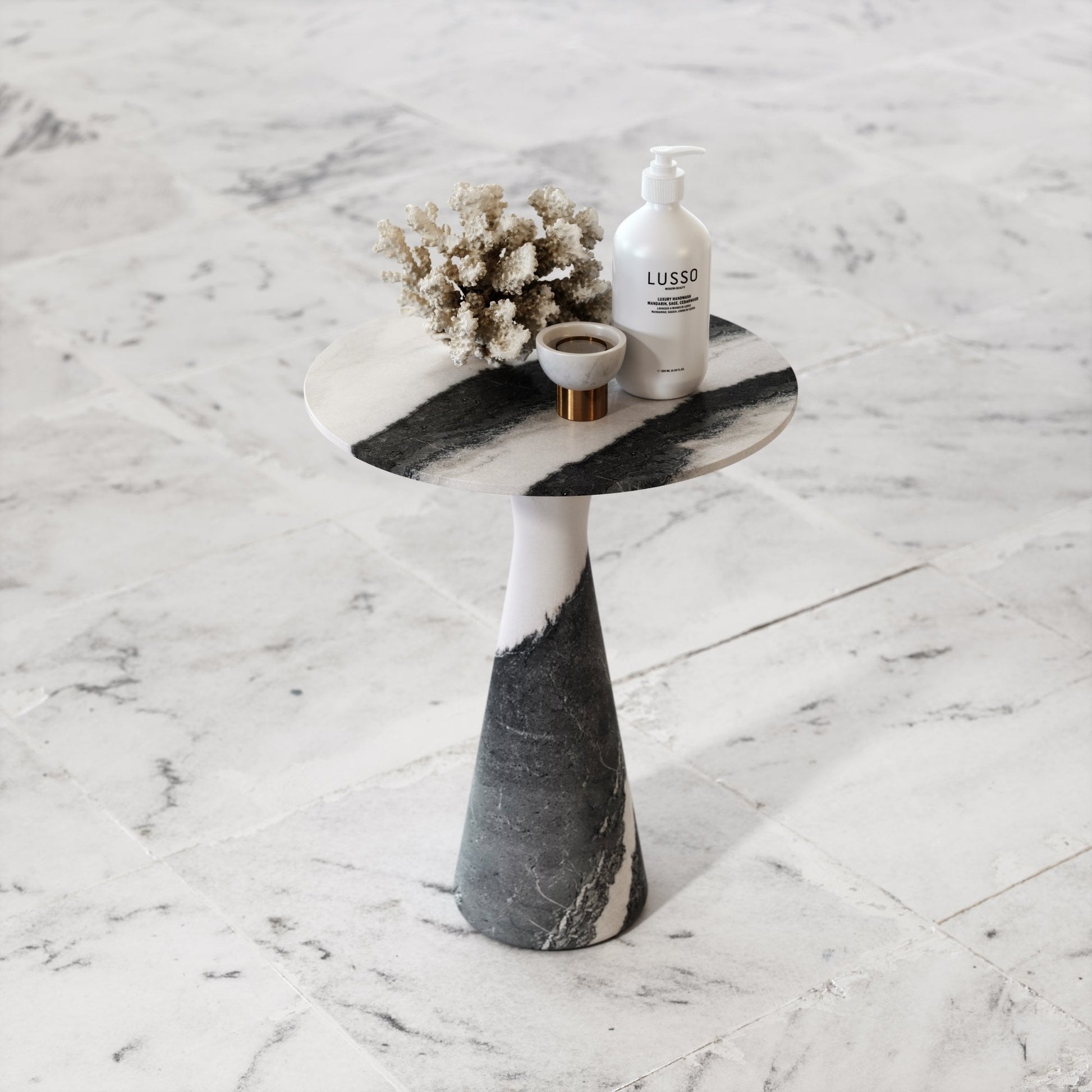 Monet Panda Marble Side Table 380mm