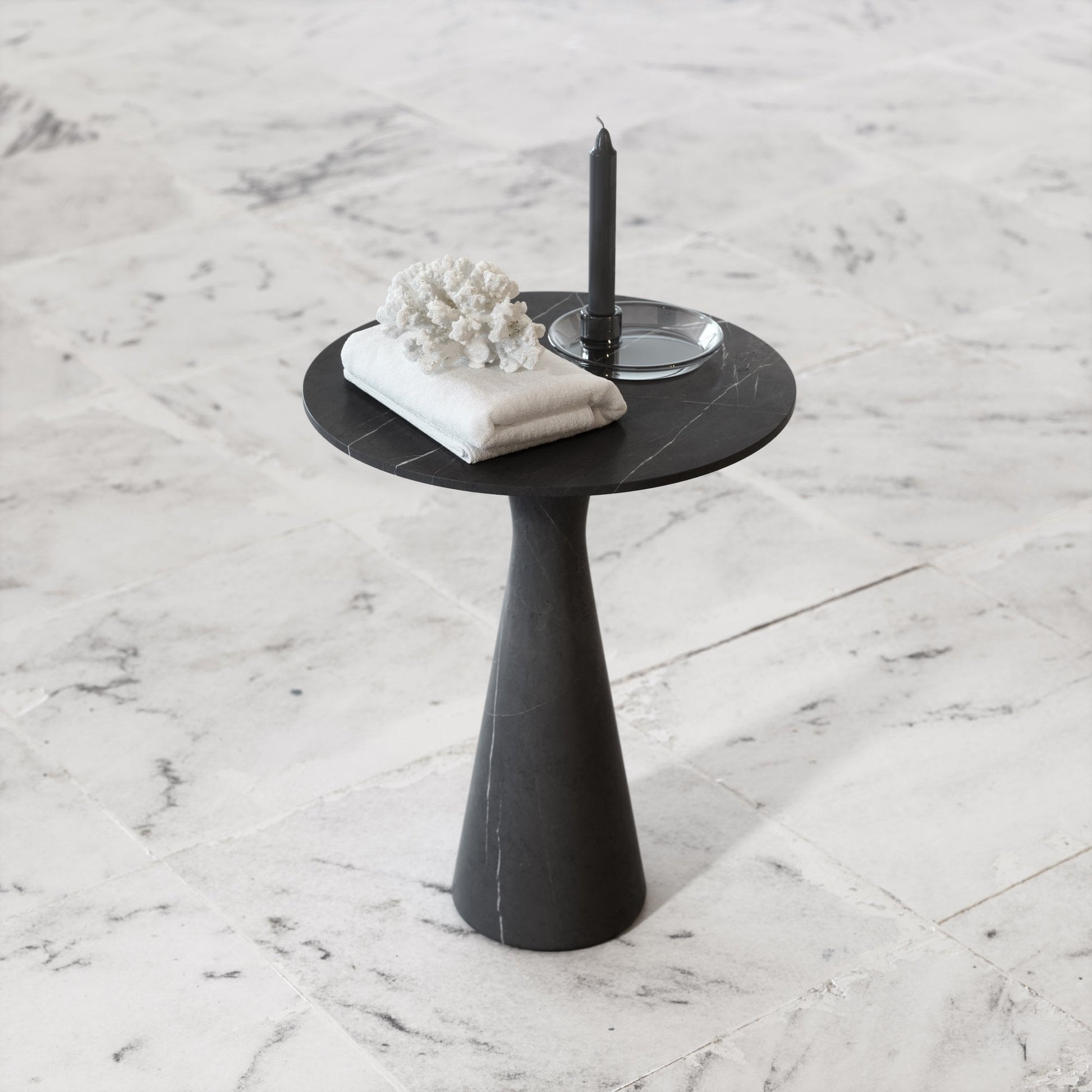 Monet Pietra Grey Marble Side Table 380mm