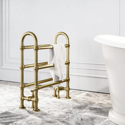 Montpelier Floor Mounted Traditional Towel Warmer Radiator Brushed Gold