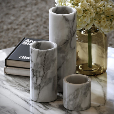 Moretti Arabescato Marble 3 Vase Collection