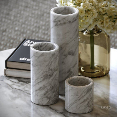 Moretti Carrara Marble 3 Vase Collection