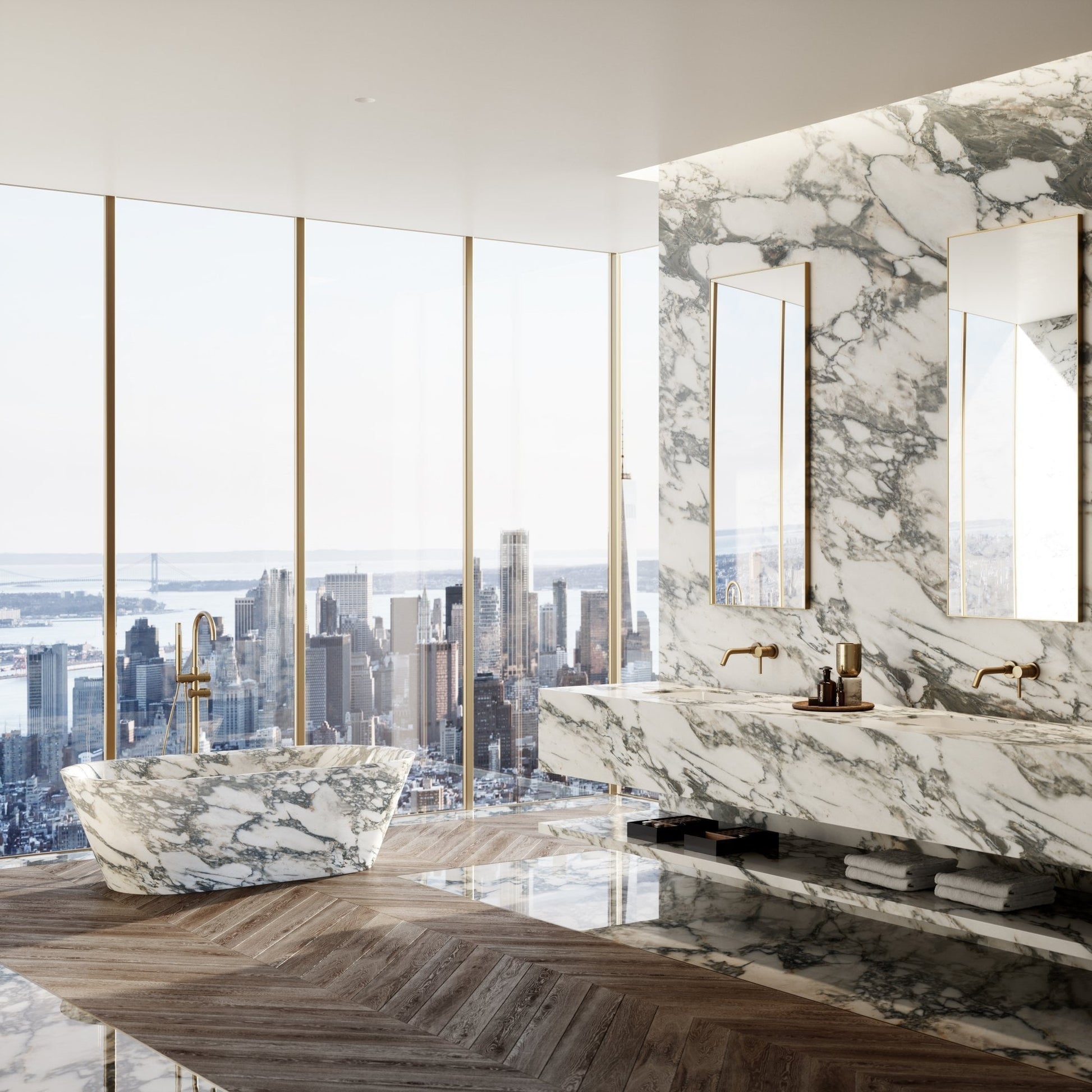 Muse Arabescato Marble Freestanding Bath 1700mm