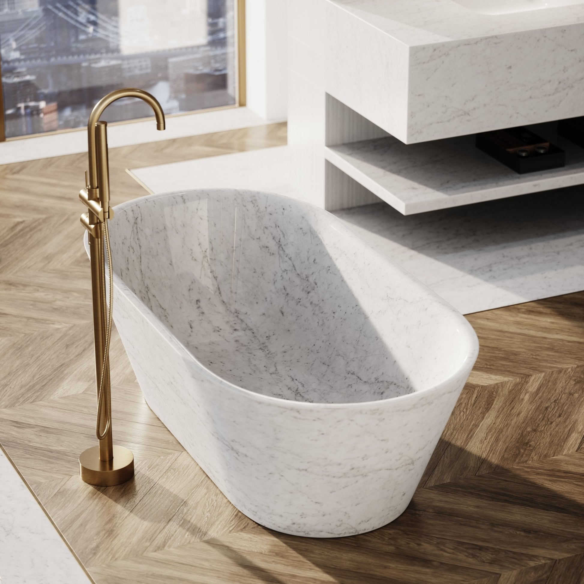 Muse Carrara Marble Freestanding Bath 1700mm