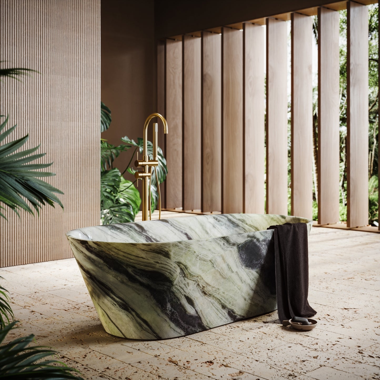 Muse Jade Green Marble Freestanding Bath 1700mm