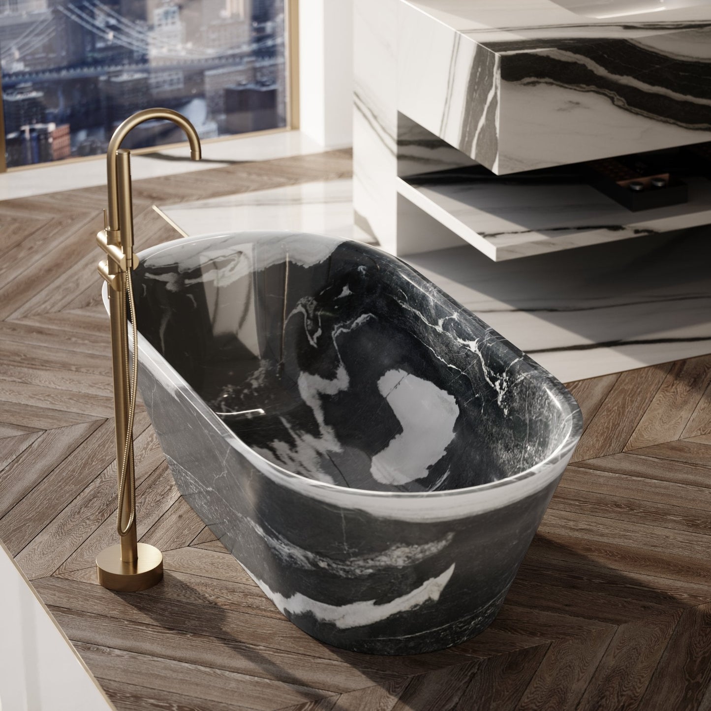 Muse Panda Marble Freestanding Bath 1700mm