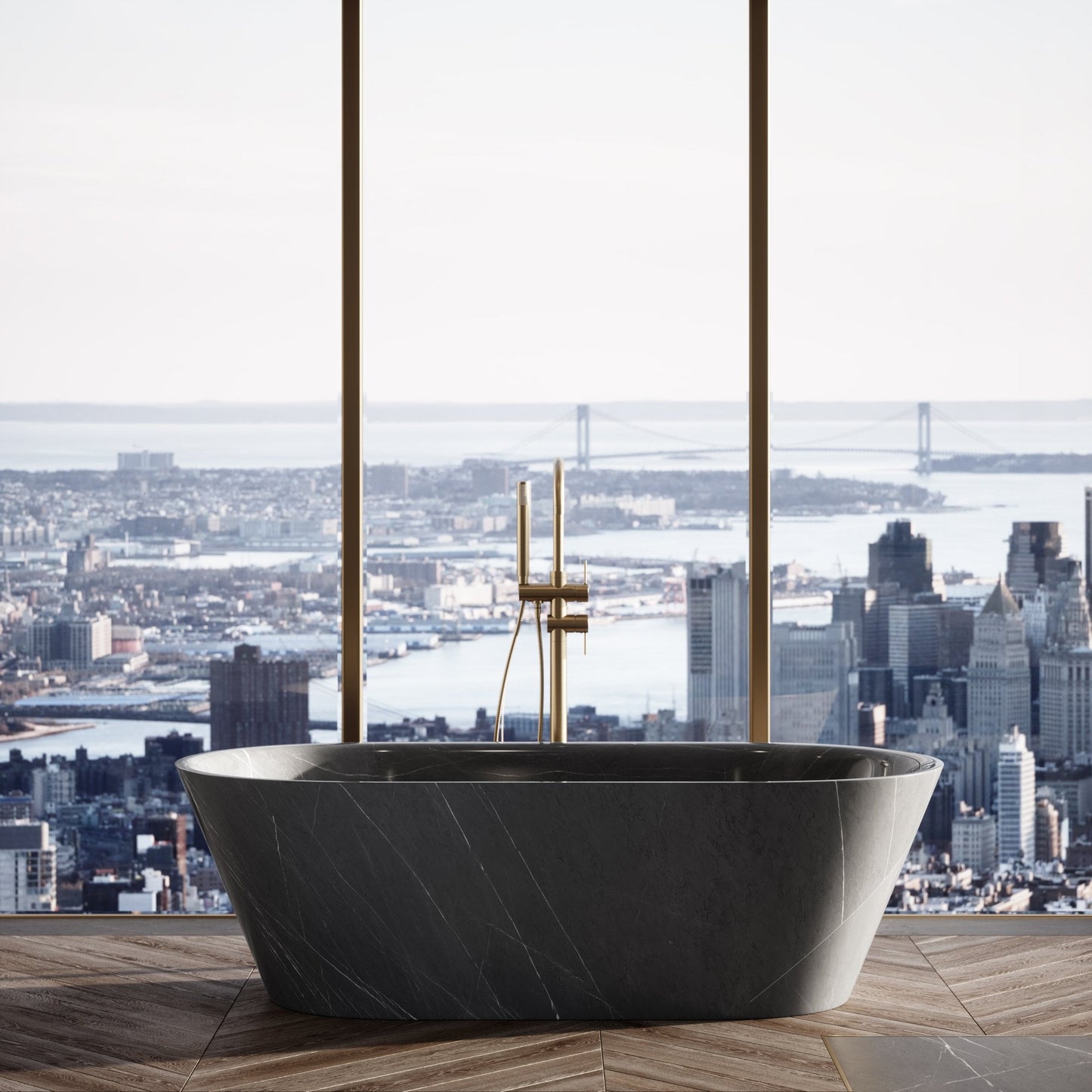 Muse Pietra Grey Marble Freestanding Bath 1700mm