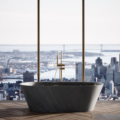 Muse Pietra Grey Marble Freestanding Bath 1700mm
