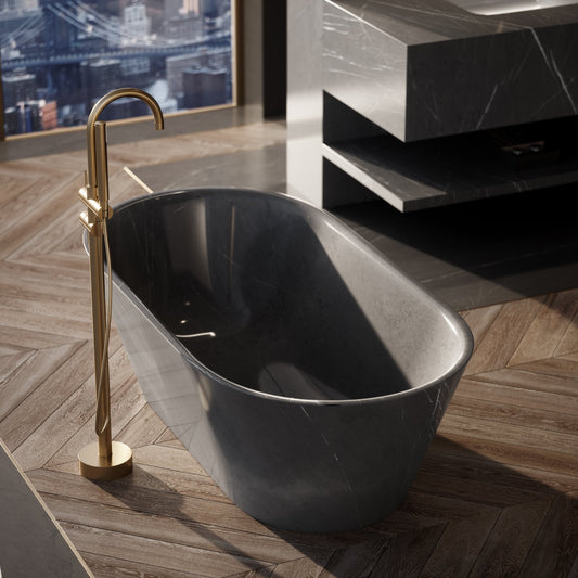 Muse Pietra Grey Marble Freestanding Bath 1700mm