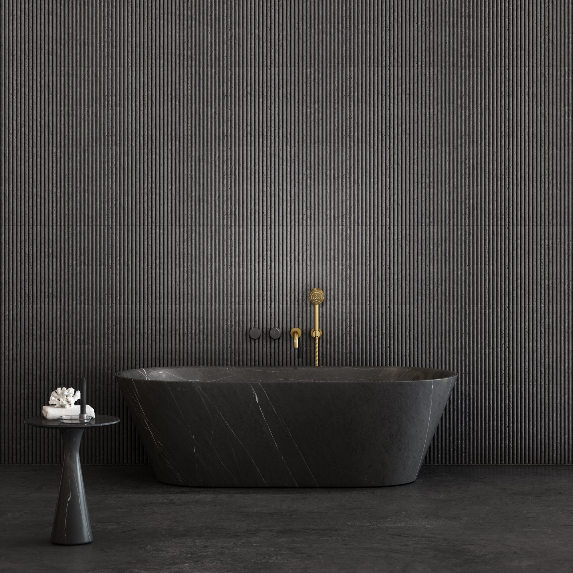 Muse Pietra Grey Marble Freestanding Bath 1700mm
