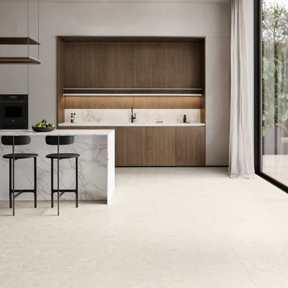 Navona Bianco Ivory Limestone Porcelain Wall or Floor Tile 600 x 600mm