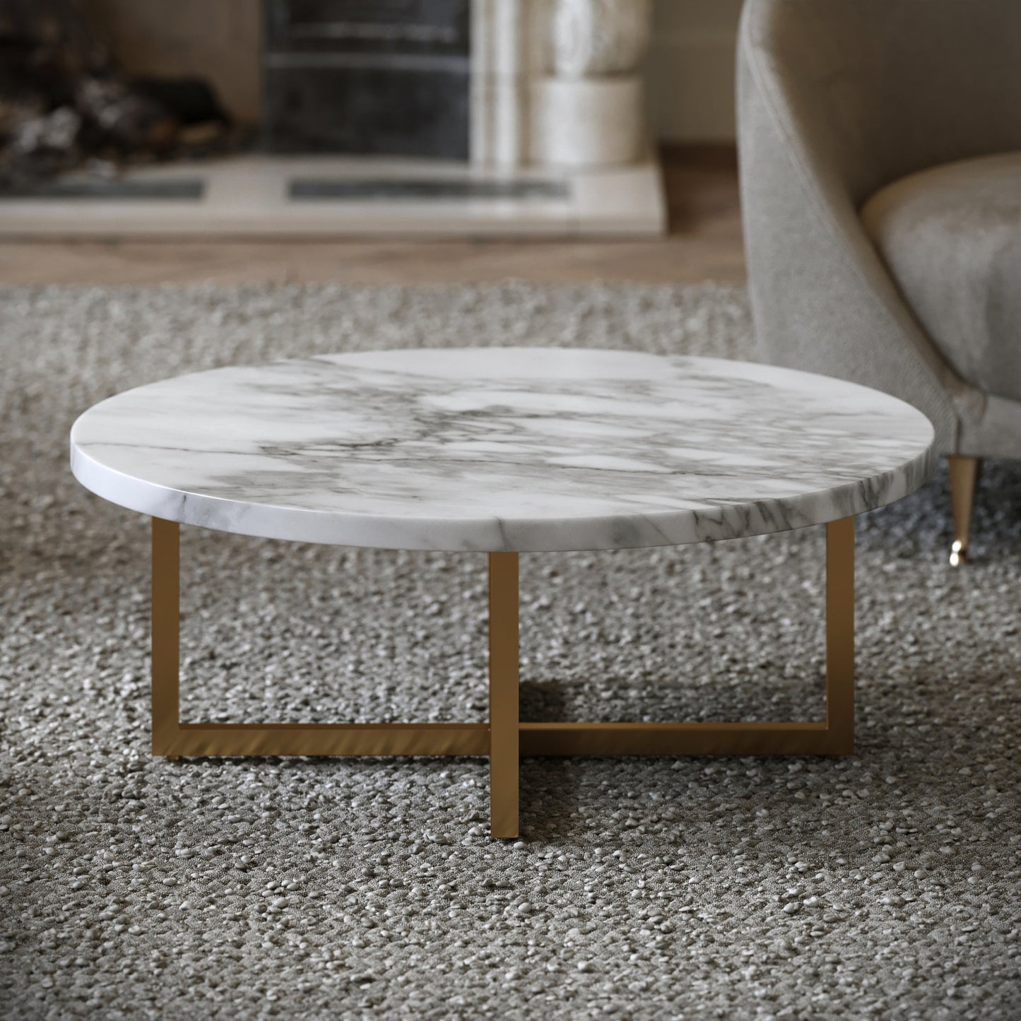 Nazzano Arabescato Marble Round Coffee Table