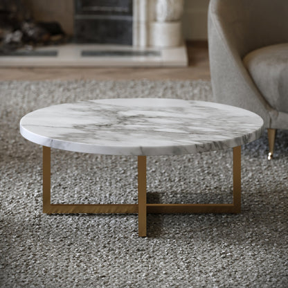 Nazzano Arabescato Marble Round Coffee Table