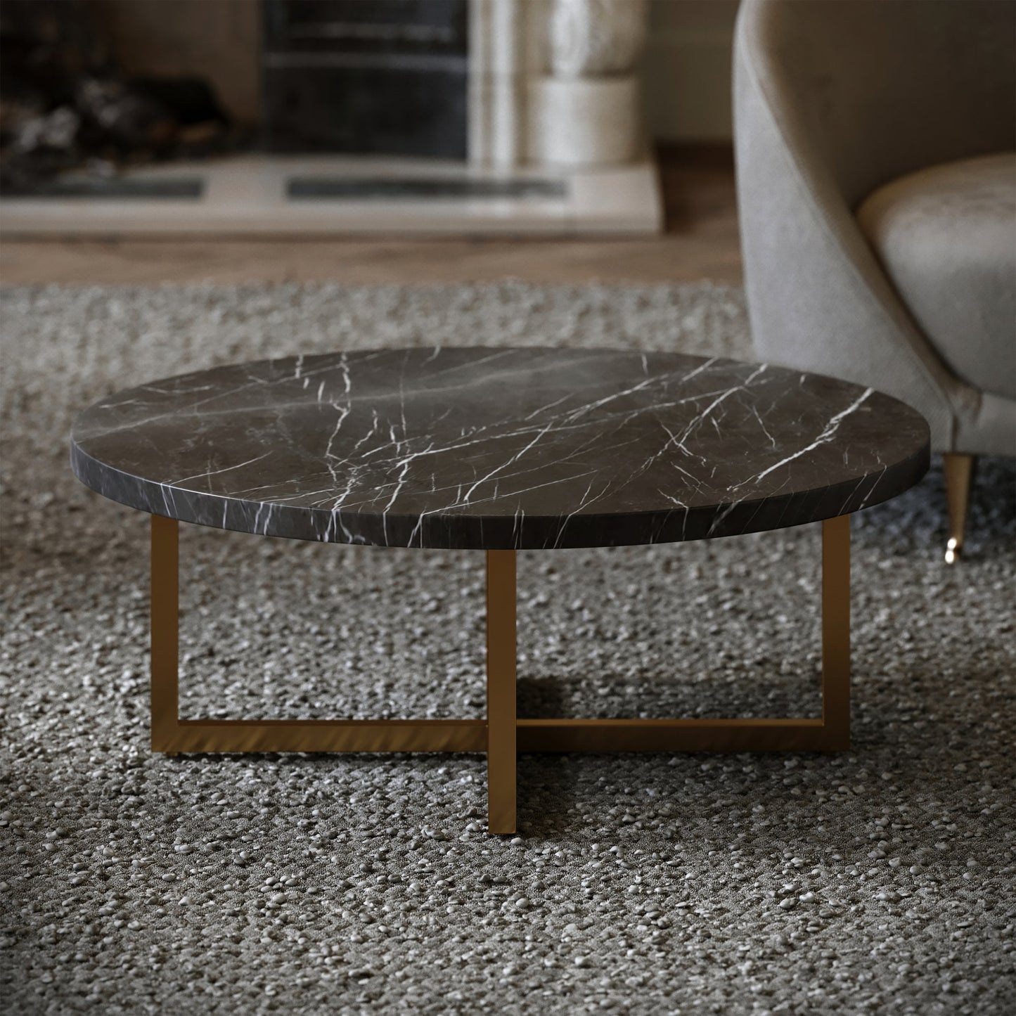 Nazzano Pietra Grey Marble Round Coffee Table