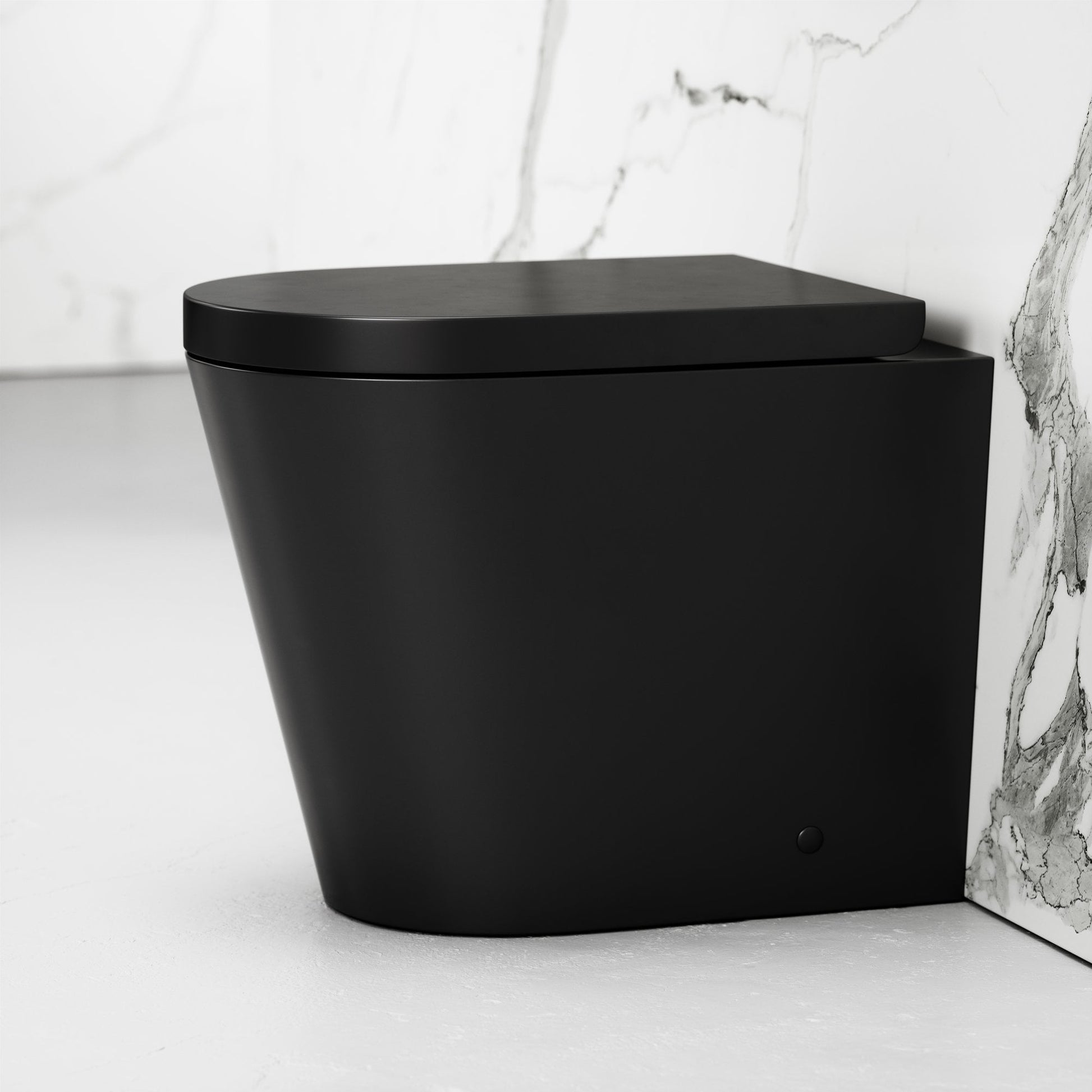 Nera Matte Black Back To Wall Toilet With Concealed Cistern Frame And Square Flush Plate