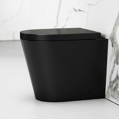 Nera Matte Black Back To Wall Rimless Toilet with Concealed Cistern and Matte Black Flush Plate