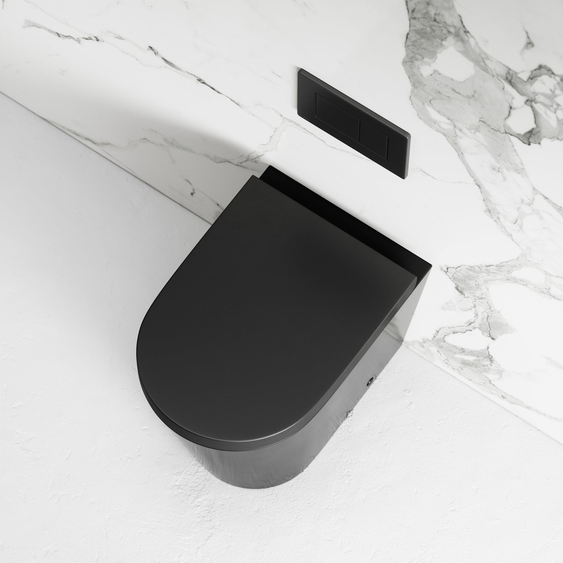 Nera Matte Black Back To Wall Rimless Toilet with Concealed Cistern and Matte Black Flush Plate