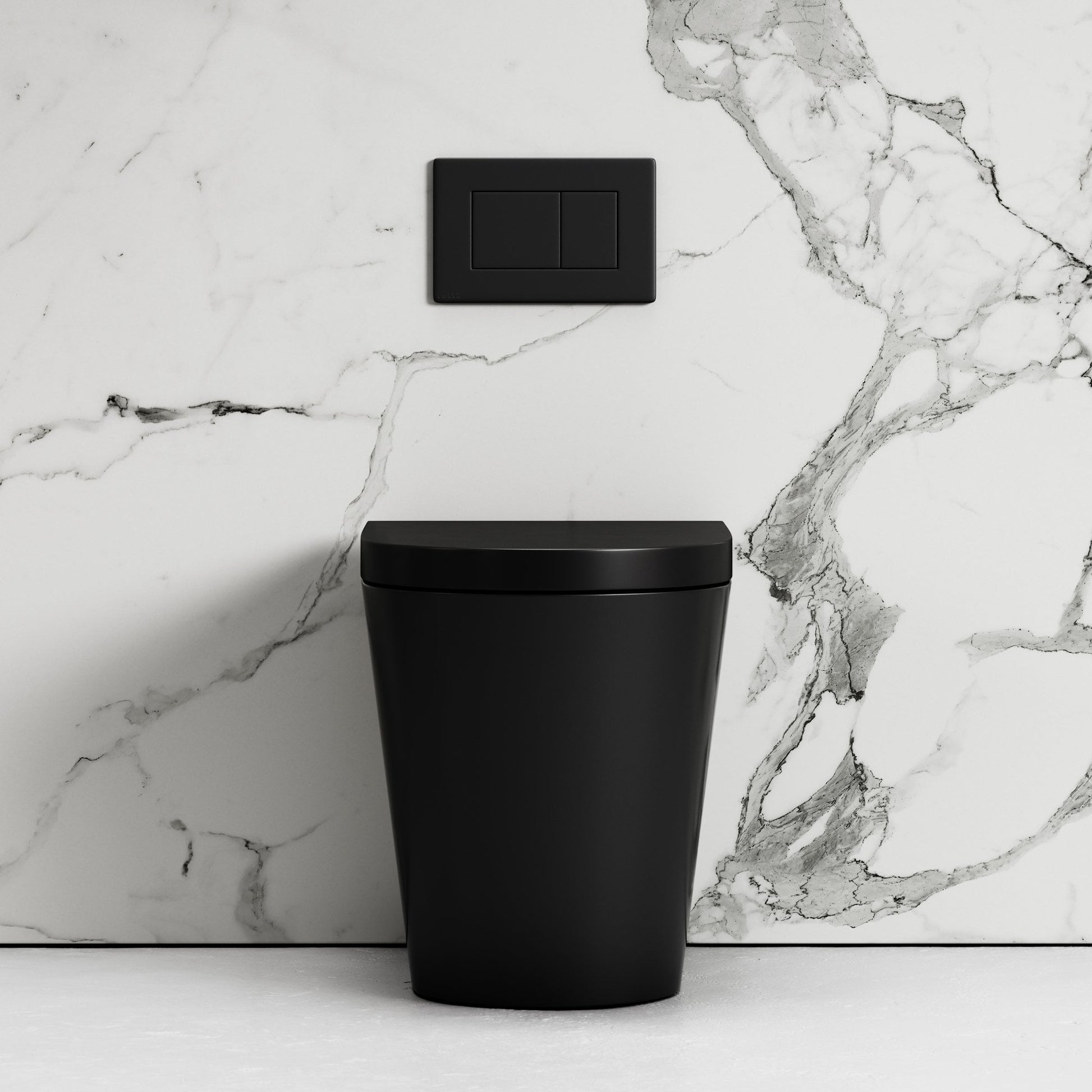 Nera Matte Black Back To Wall Rimless Toilet with Concealed Cistern and Matte Black Flush Plate