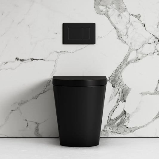 Nera Matte Black Back To Wall Rimless Toilet with Concealed Cistern and Matte Black Flush Plate