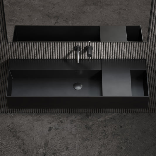 Nera Matte Black Wall Mounted Basin 1200mm