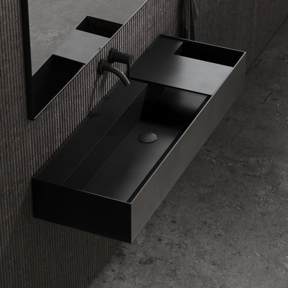 Nera Matte Black Wall Mounted Basin 1200mm