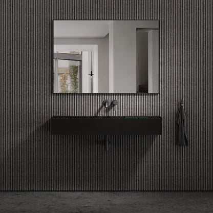 Nera Matte Black Wall Mounted Basin 1200mm
