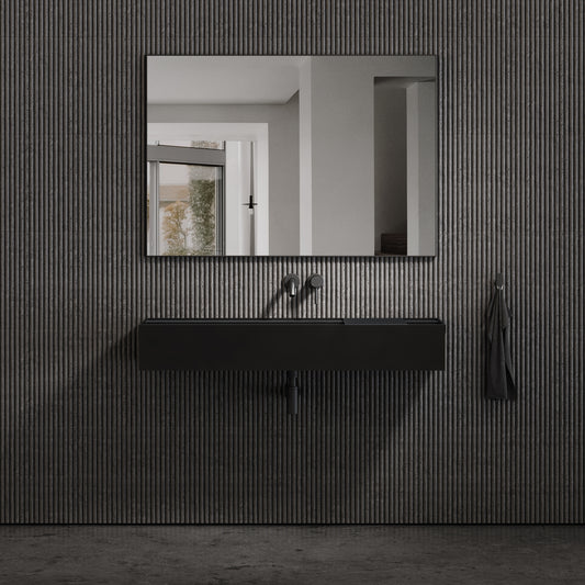 Nera Matte Black Wall Mounted Basin 1200mm