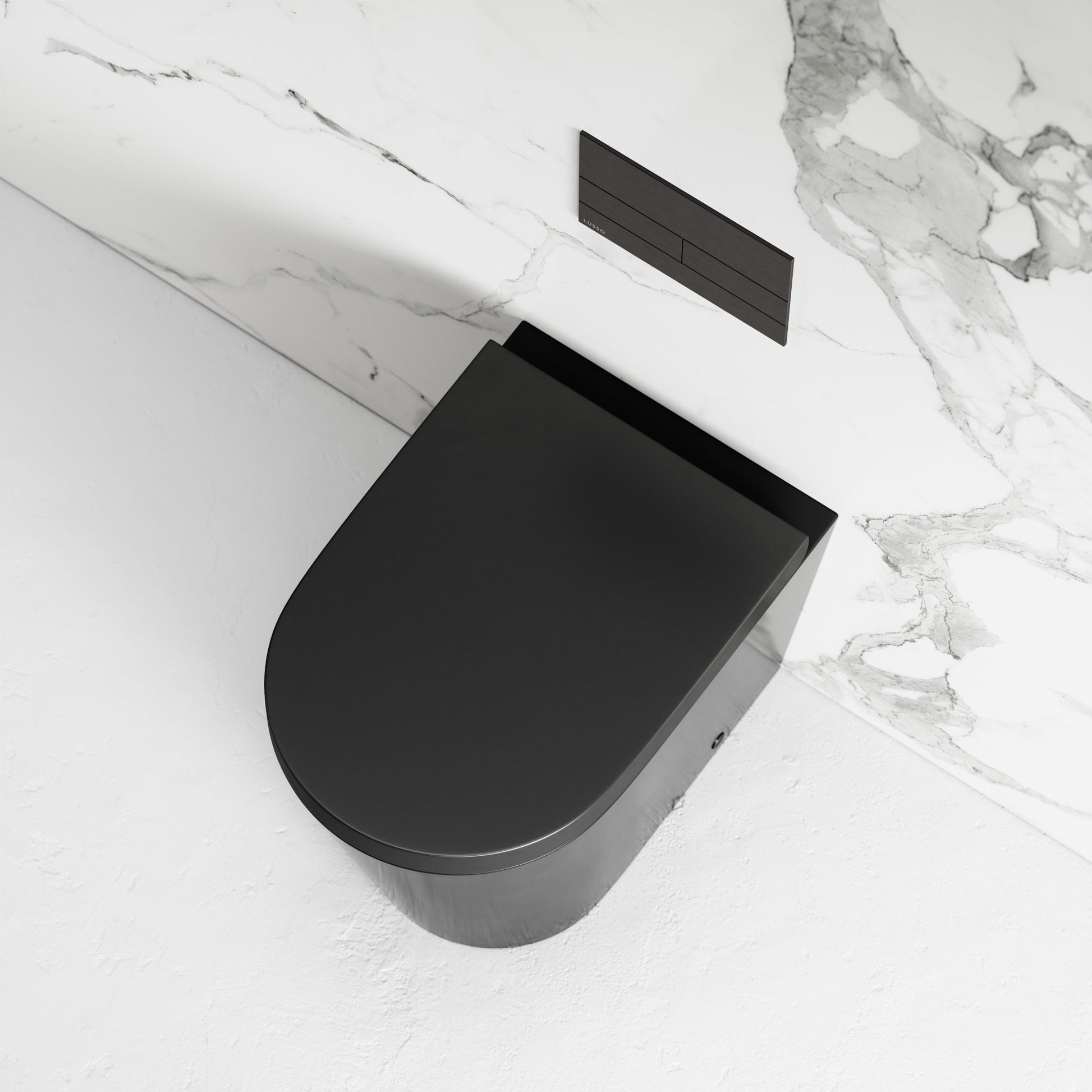 Nera Matte Black Back To Wall Toilet With Concealed Cistern Frame And Square Flush Plate