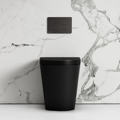 Nera Matte Black Back to Wall Toilet with Concealed Cistern Frame and Round Flush Plate