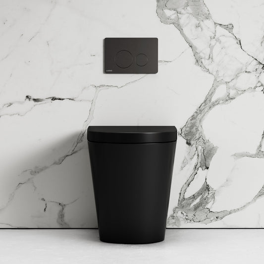 Nera Matte Black Back to Wall Toilet with Concealed Cistern Frame and Round Flush Plate