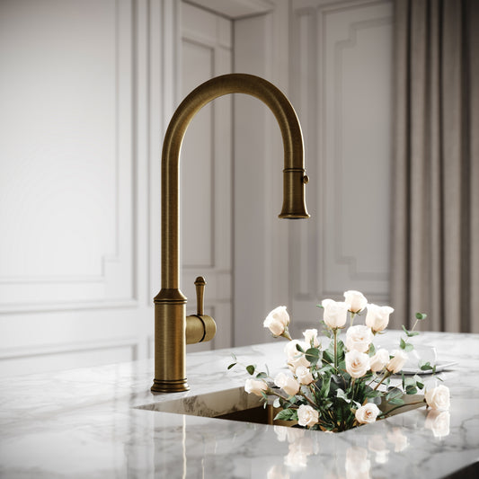 Norton Aged Bronze Single Hole Traditional Pull Out Kitchen Tap