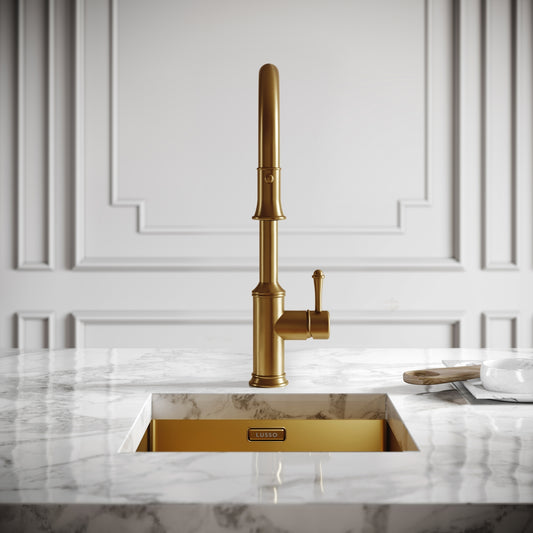 Norton Brushed Gold Single Hole Traditional Pull Out Kitchen Tap