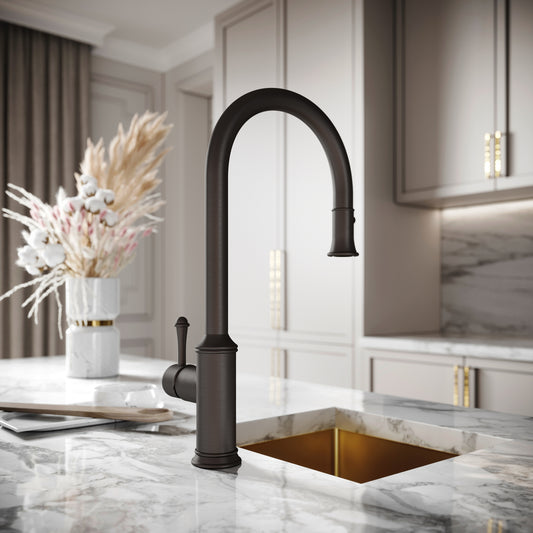 Norton Deep Bronze Single Hole Traditional Pull Out Kitchen Tap