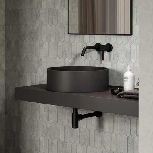 Nuvo Charcoal Round Countertop Stone Basin 450mm