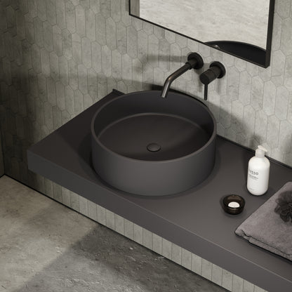Nuvo Charcoal Round Countertop Stone Basin 450mm