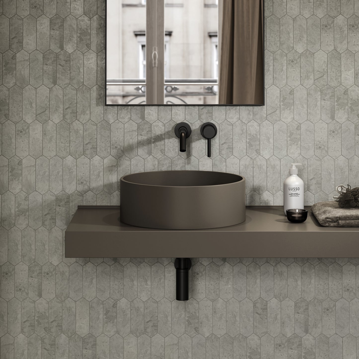 Nuvo Earth Round Countertop Stone Basin 450mm