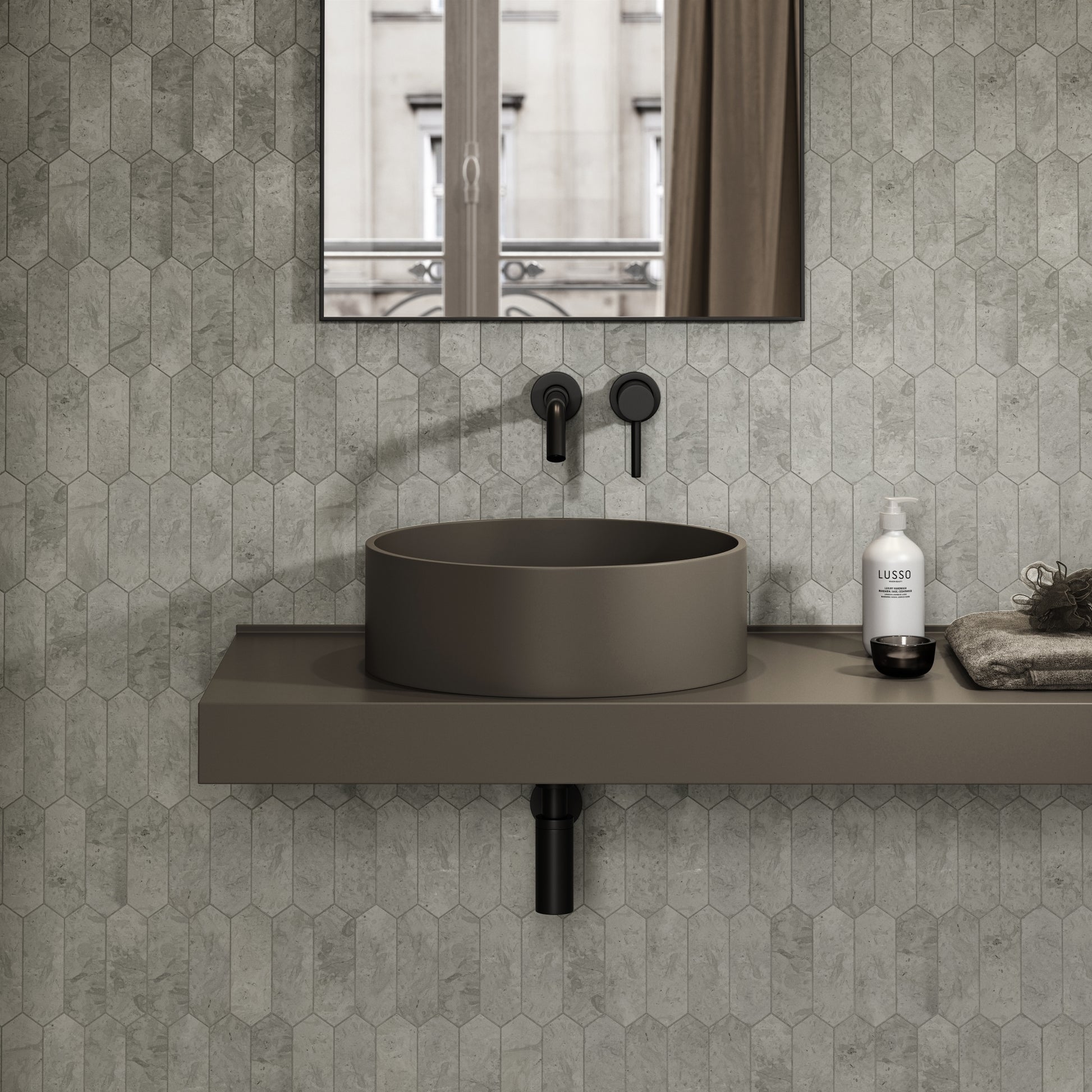 Nuvo Earth Round Countertop Stone Basin 450mm