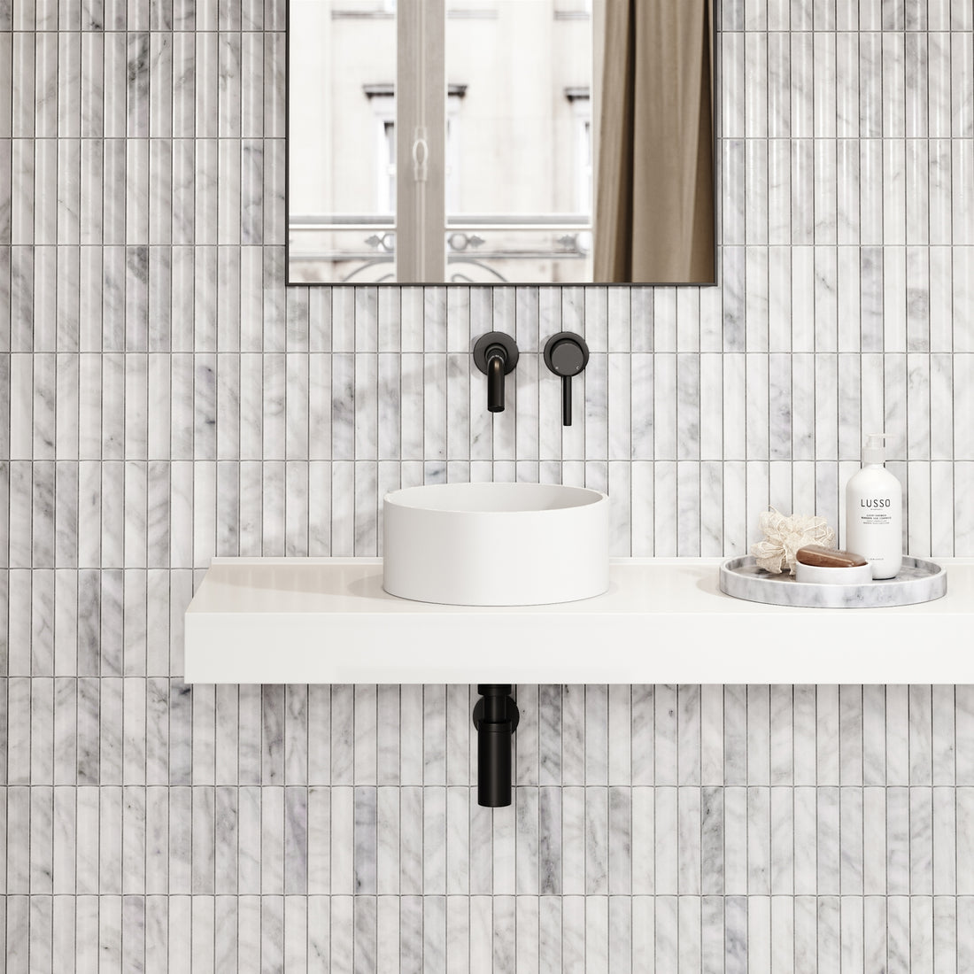 Nuvo Petite Countertop White Stone Basin 300mm - LUSSO