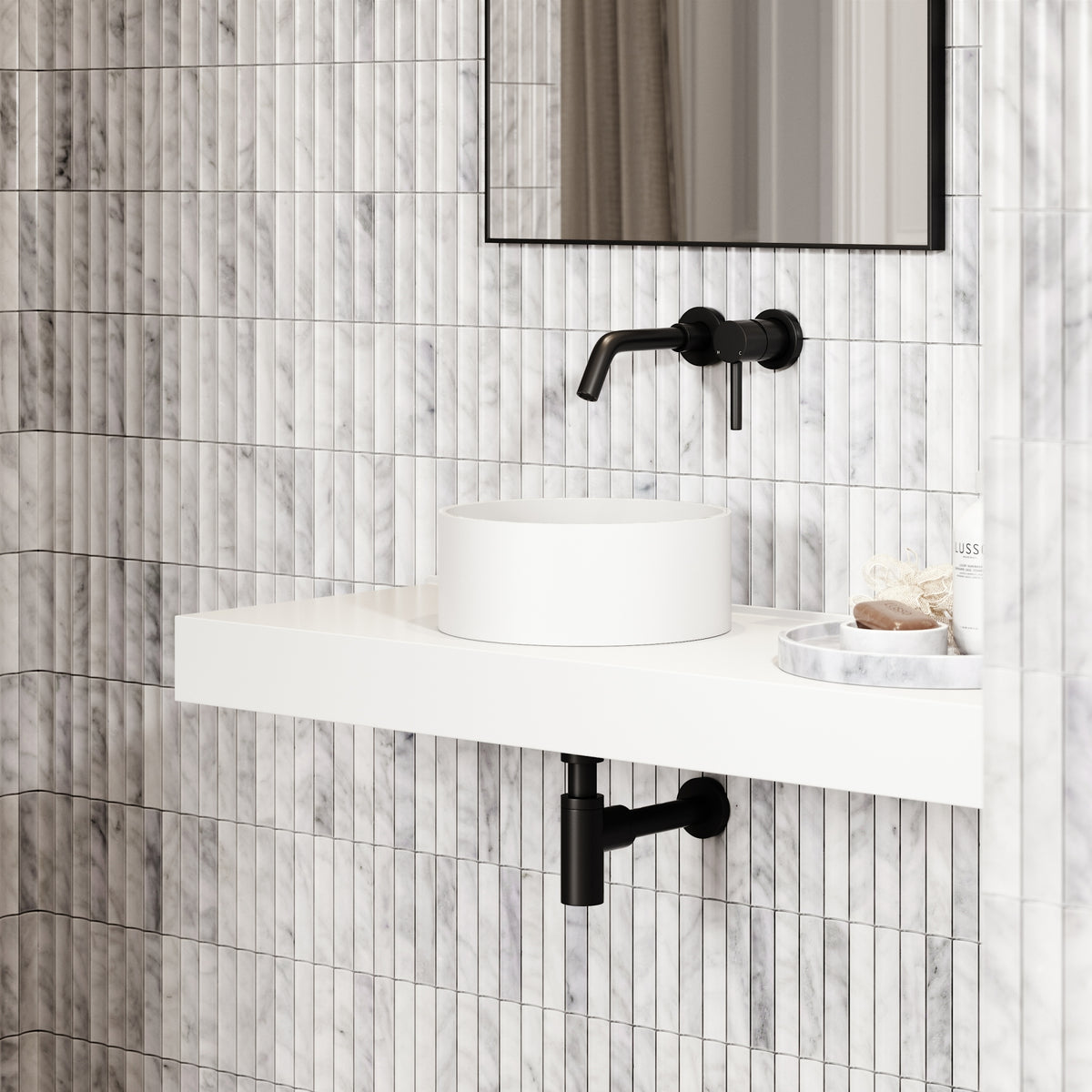 Nuvo Petite Countertop White Stone Basin 300mm - LUSSO