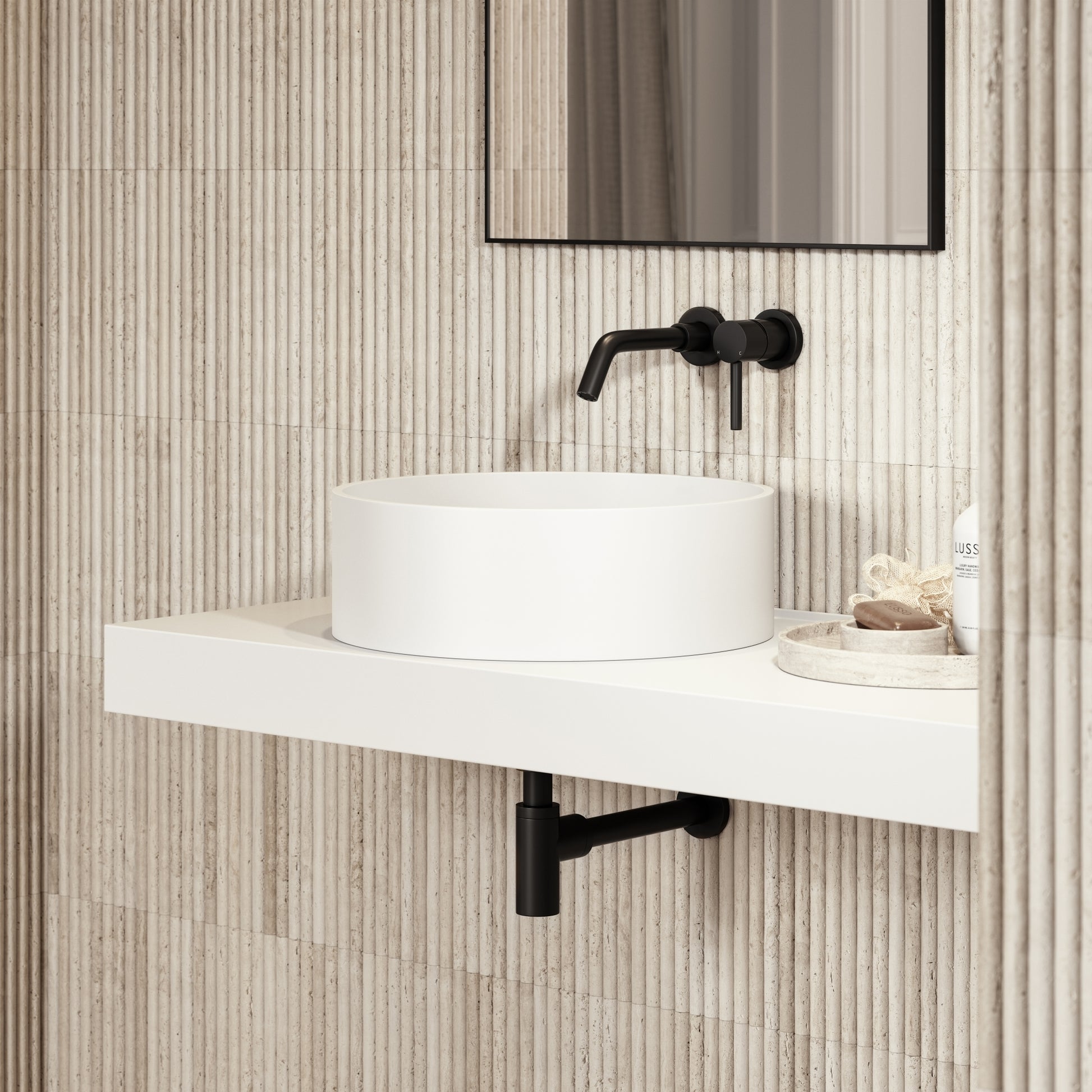 Nuvo Round Countertop Stone Basin 450mm